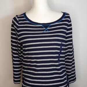 Women's CHAPS Blue & White Striped Top Size Large New with Tags